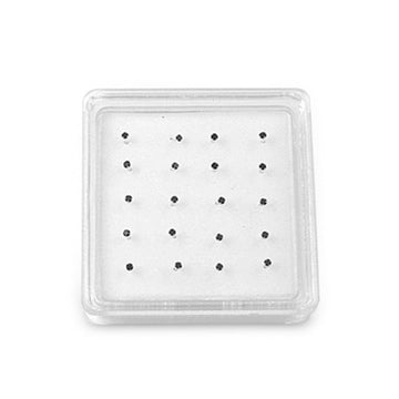 Nose Stud Simulated Black Cubic Zirconia 925 Sterling Silver-1.8mm(20 Nose Studs in a Box)